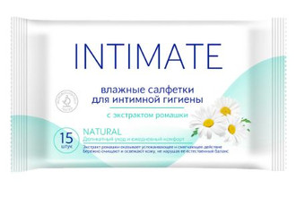 Салфетка влажная (15 шт) с ромашкой Intimate Natural 529256