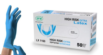 Перчатки HIGH RISK LX1160EXTRA лат.неопуд.голубые XL 1/25